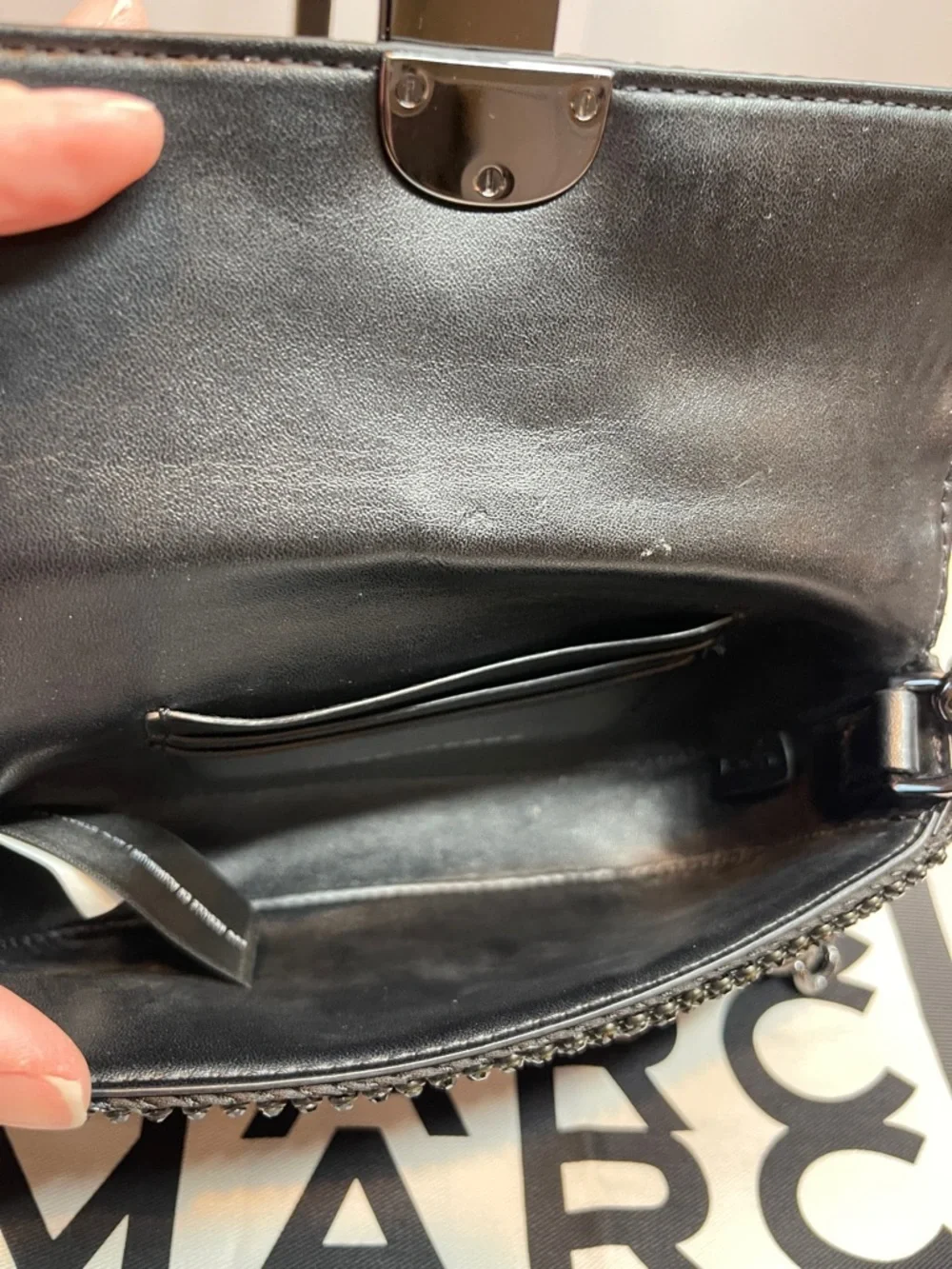Marc Jacobs The Rhinestone J Marc Mini Shoulder Bag Black - Picture 12 of 13